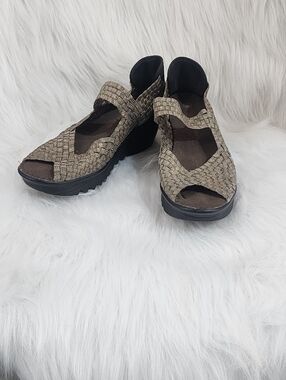 Bernie Mev 'Calypso' Woven Platform Wedge Sandal - Bronze/ Black- 40 / 9.5 USA